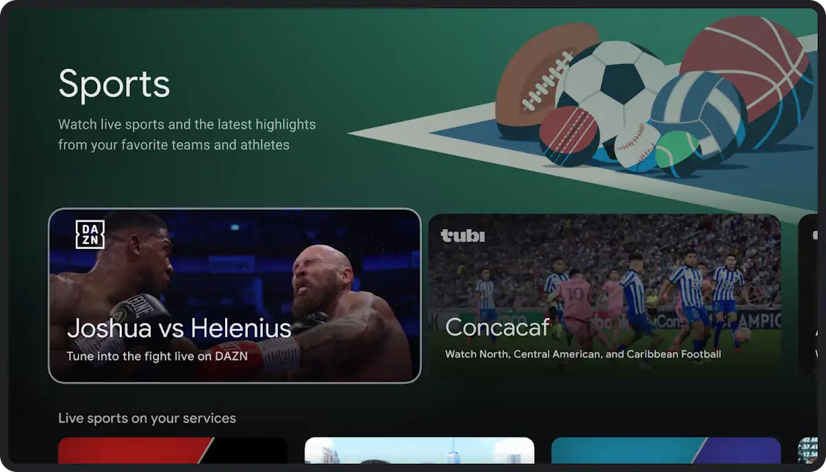 IPTV app displaying live TV schedule