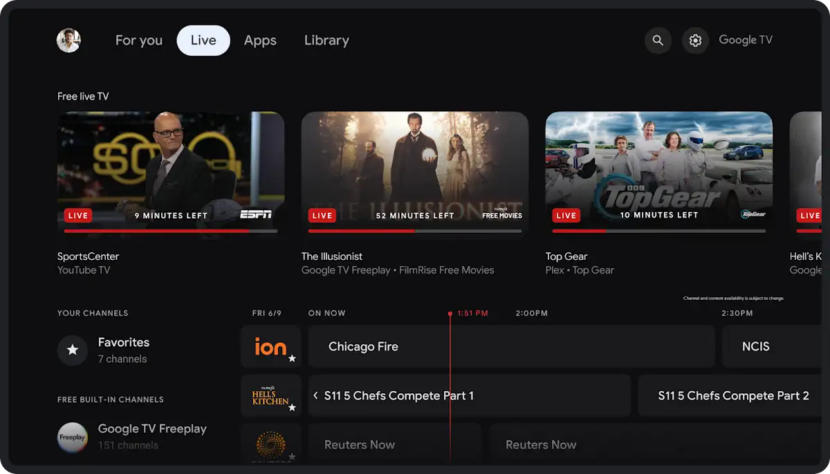 IPTV service features shown on screen